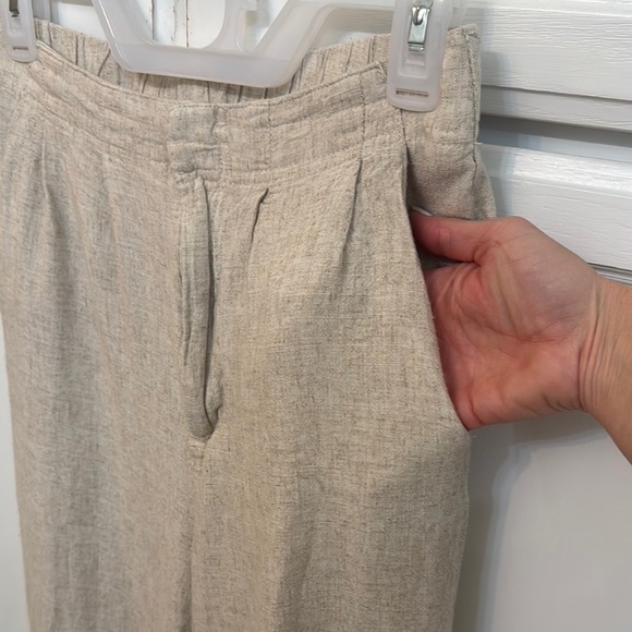 Chic Beige Cropped Linen Blend Trousers. Size S. Beachwear - Picture 5 of 7